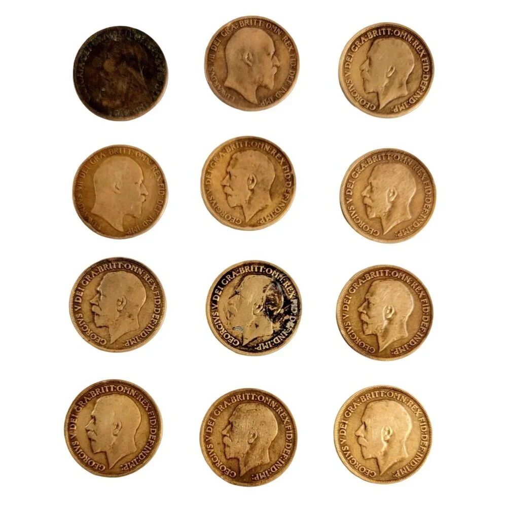 Lot Of 12 Bronze English Pennies 1901 Oldest 1921 Youngest - Picture 2 of 14